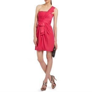 BCBGMaxazria sz 0 Palais pink one shoulder dress